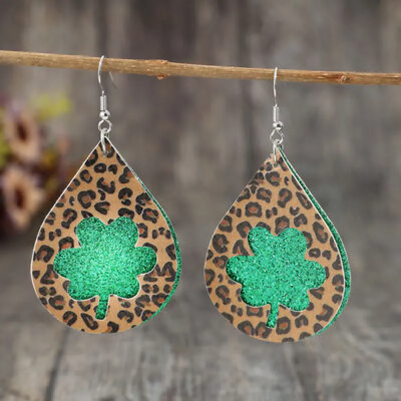 Leopard Hollowed Leather Teardrop Earrings sold by Charming Charlie