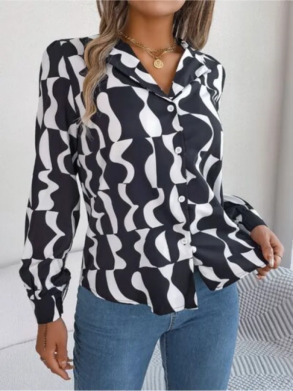 Printed Button Up Long Sleeve Shirt sold by Charming Charlie