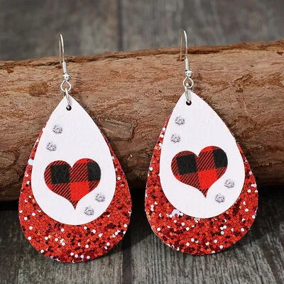 Heart Sequin Leather Teardrop Earrings sold by Charming Charlie product image thumbnail 2