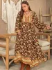 Plus Size Printed V-Neck Balloon Sleeve Dress sold by Charming Charlie