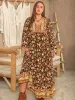 Plus Size Printed V-Neck Balloon Sleeve Dress sold by Charming Charlie