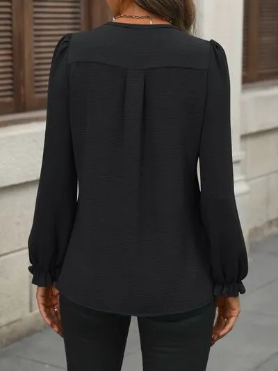 Notched Flounce Sleeve Blouse sold by Charming Charlie product image thumbnail 2