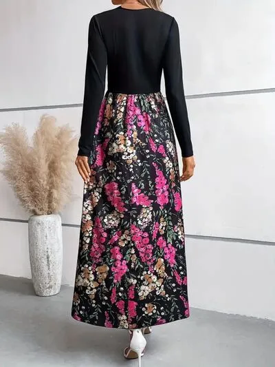 Floral Round Neck Long Sleeve Maxi Dress sold by Charming Charlie product image thumbnail 2