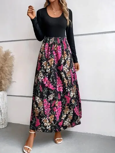 Floral Round Neck Long Sleeve Maxi Dress sold by Charming Charlie product image thumbnail 3