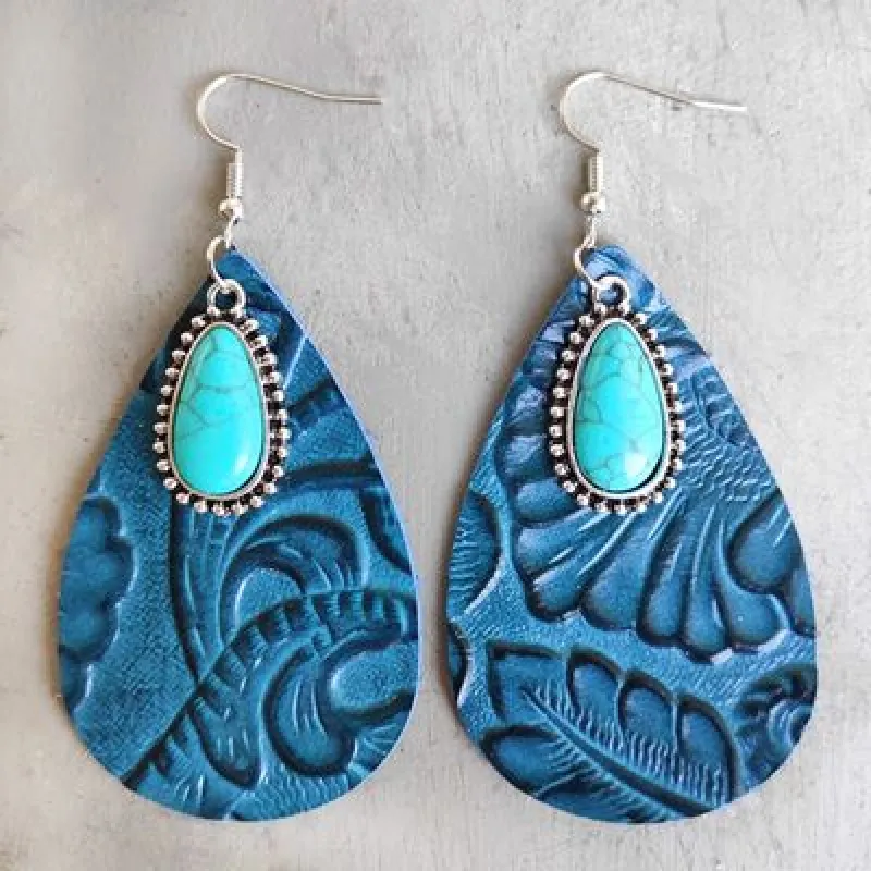 Artificial Turquoise Teardrop Earrings sold by Charming Charlie