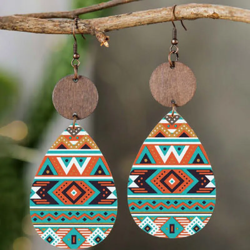 Geometric Wooden Teardrop Earrings sold by Charming Charlie