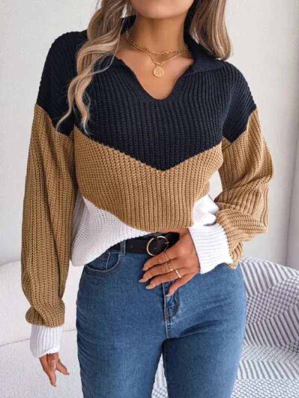 Color Block Dropped Shoulder Sweater sold by Charming Charlie