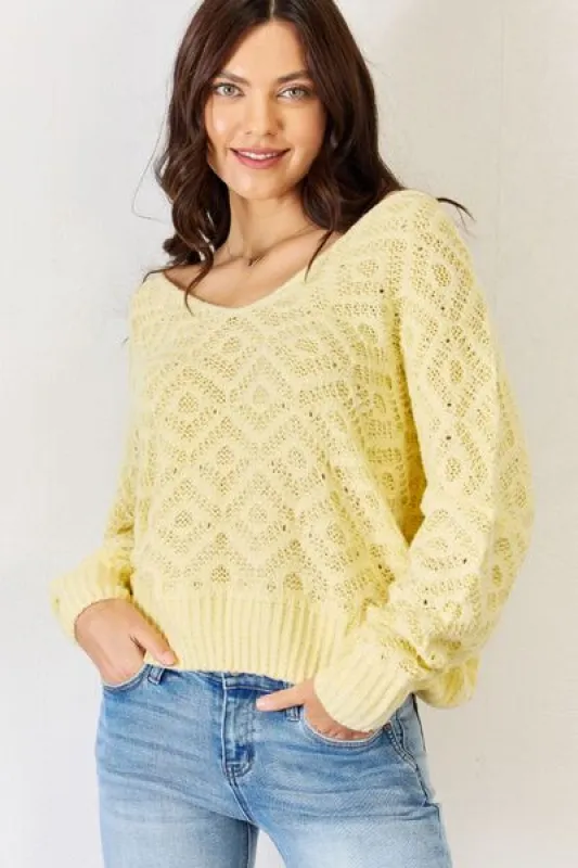 HYFVE V-Neck Patterned Long Sleeve Sweater sold by Charming Charlie
