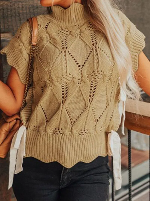 Openwork Turtleneck Sweater Vest made by Charming Charlie