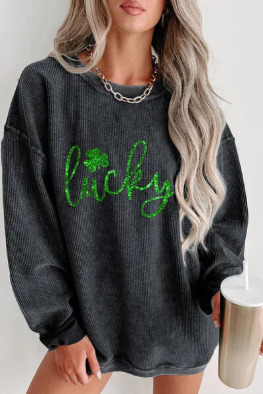 LUCKY Round Neck Dropped Shoulder Sweatshirt sold by Charming Charlie