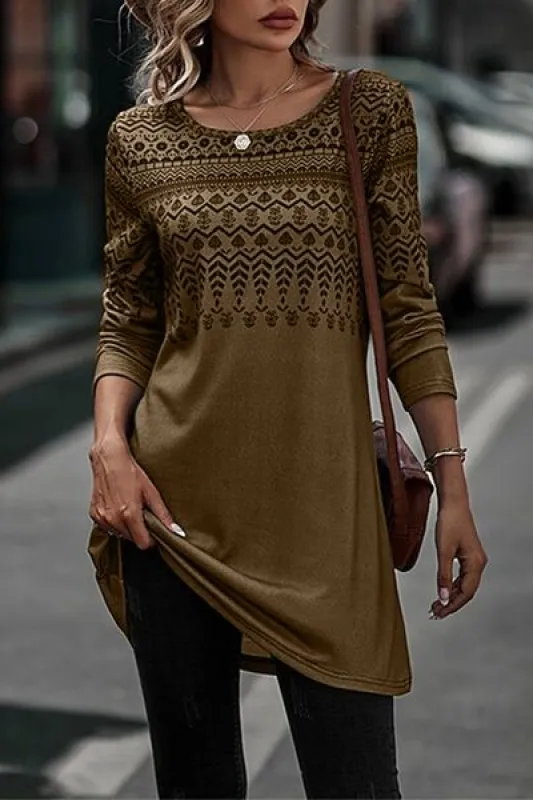 Printed Round Neck Long Sleeve T-Shirt sold by Charming Charlie