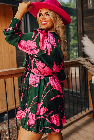 Plus Size Printed Lantern Sleeve Ruffle Hem Dress sold by Charming Charlie product image thumbnail 4