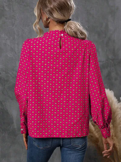 Geometric Mock Neck Long Sleeve Blouse sold by Charming Charlie product image thumbnail 2