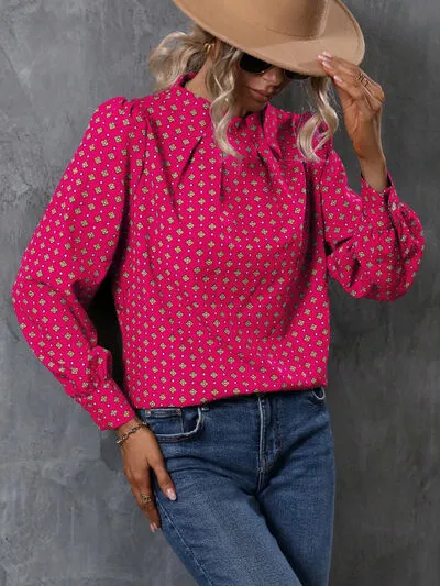 Geometric Mock Neck Long Sleeve Blouse sold by Charming Charlie product image thumbnail 3