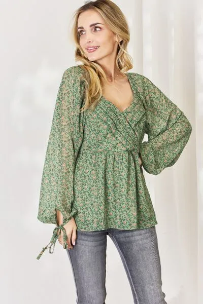 HEYSON Full Size Floral Surplice Peplum Blouse sold by Charming Charlie product image thumbnail 4