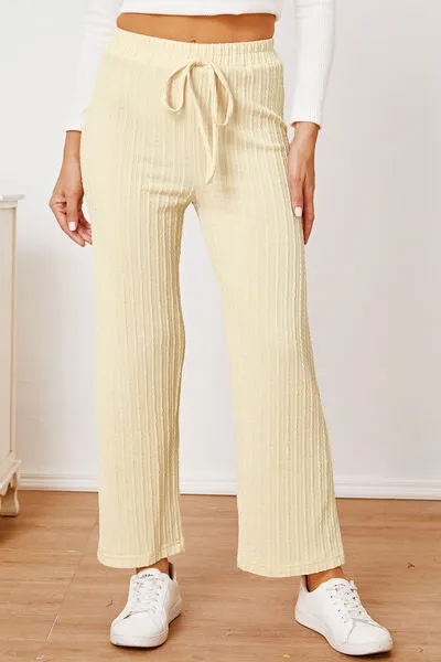 Textured Elastic Waist Straight Pants sold by Charming Charlie