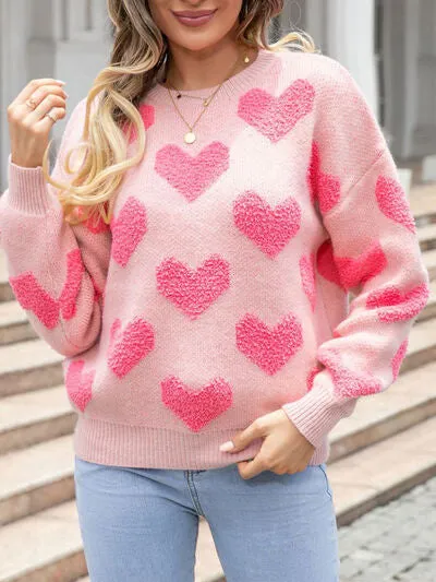 Heart Round Neck Dropped Shoulder Sweater sold by Charming Charlie
