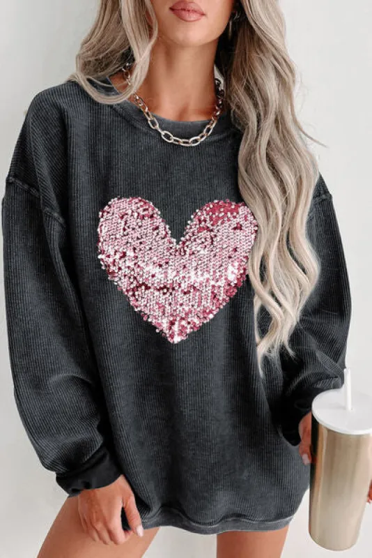 Heart Sequin Round Neck Sweatshirt sold by Charming Charlie
