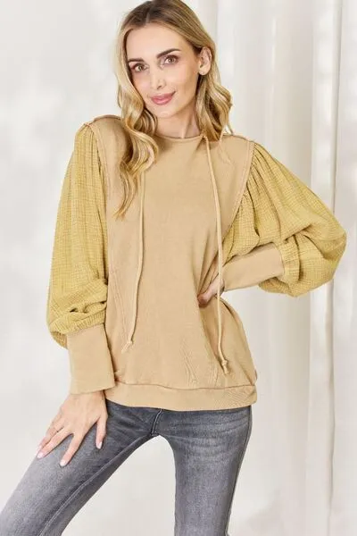 HEYSON Full Size Mineral Wash Cotton Gauze Terry Hoodie sold by Charming Charlie