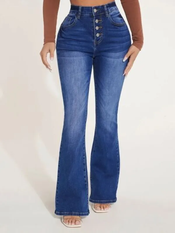 Button Fly Bootcut Jeans with Pockets sold by Charming Charlie