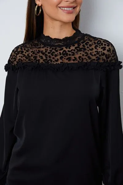 Leopard Frill Flounce Sleeve Blouse sold by Charming Charlie product image thumbnail 4