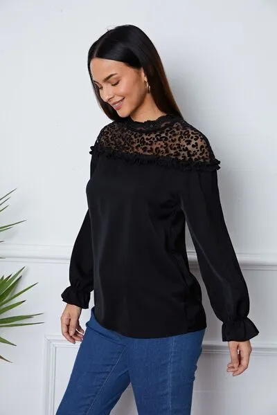 Leopard Frill Flounce Sleeve Blouse sold by Charming Charlie product image thumbnail 3