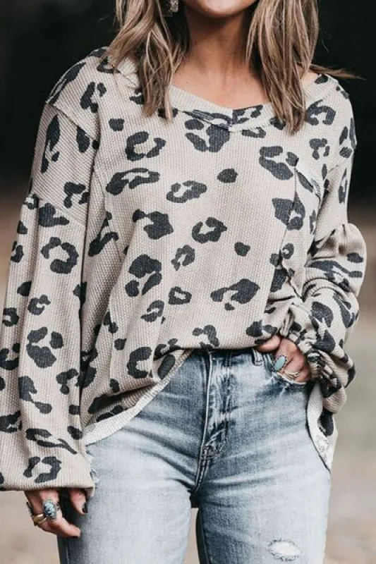 Plus Size Leopard V-Neck Dropped Shoulder T-Shirt sold by Charming Charlie