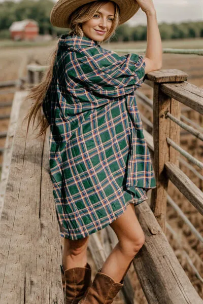 Plaid Button Up Collared Neck Shirt Dress sold by Charming Charlie product image thumbnail 2