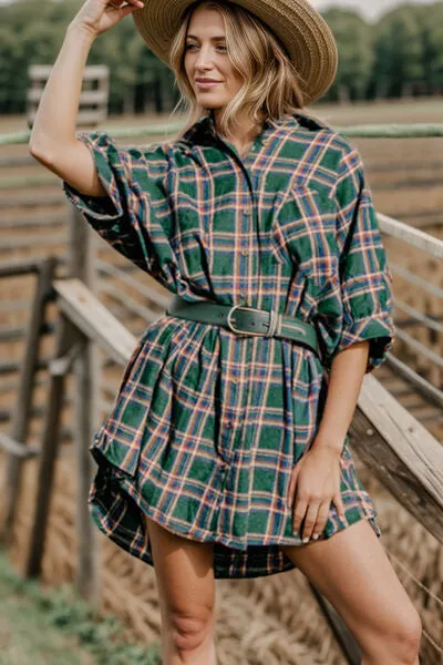 Plaid Button Up Collared Neck Shirt Dress sold by Charming Charlie product image thumbnail 4
