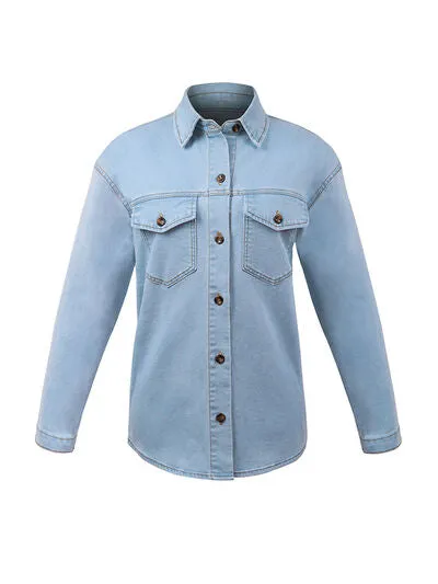 Button Up Pocketed Denim Jacket sold by Charming Charlie product image thumbnail 4