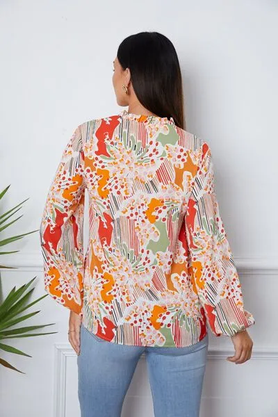 Floral Frill Notched Long Sleeve Blouse sold by Charming Charlie product image thumbnail 2