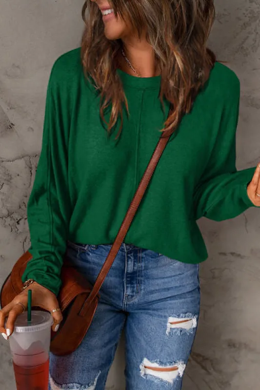 Double Take Full Size Round Neck Long Sleeve T-Shirt sold by Charming Charlie