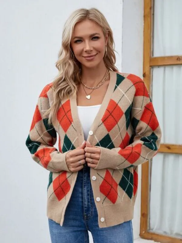 Plaid Contrast Button Up Cardigan sold by Charming Charlie