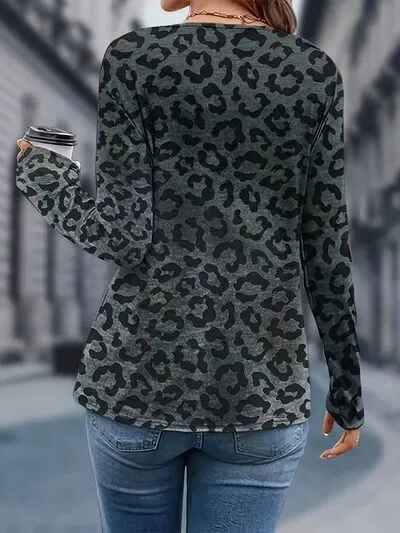 Leopard V-Neck Long Sleeve T-Shirt sold by Charming Charlie product image thumbnail 2
