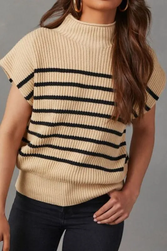 Striped Mock Neck Sweater Vest sold by Charming Charlie
