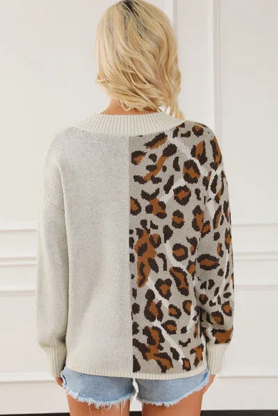 Leopard V-Neck Dropped Shoulder Sweater sold by Charming Charlie product image thumbnail 2