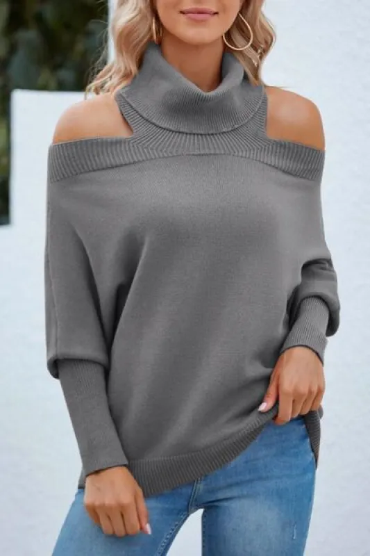 Off Shoulder Turtleneck Batwing Sleeve Sweater sold by Charming Charlie