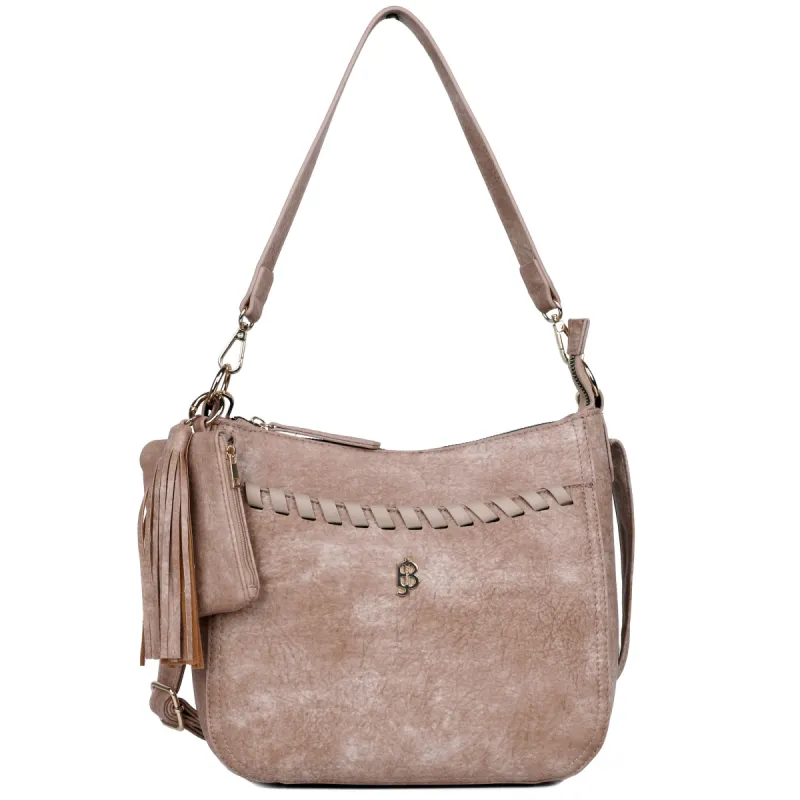 Julia Buxton Whip Stitch Vegan Leather Crossbody Bag sold by Charming Charlie