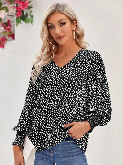 Printed V-Neck Lantern Sleeve Blouse sold by Charming Charlie product image thumbnail 3