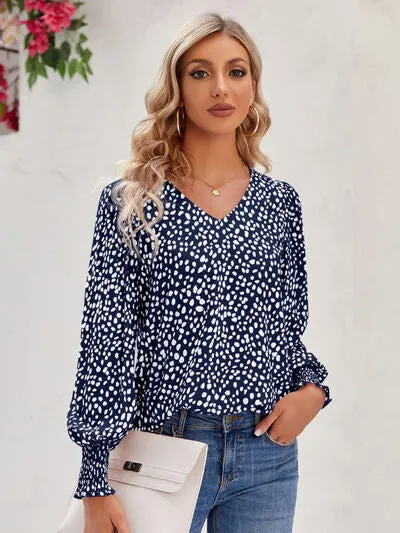 Printed V-Neck Lantern Sleeve Blouse sold by Charming Charlie product image thumbnail 4