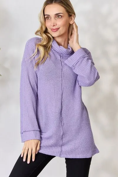 BiBi Exposed Seam Waffle Knit Top sold by Charming Charlie