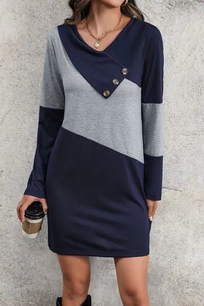 Color Block V-Neck Mini Dress sold by Charming Charlie