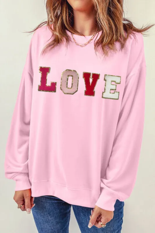 LOVE Round Neck Dropped Shoulder Sweatshirt sold by Charming Charlie