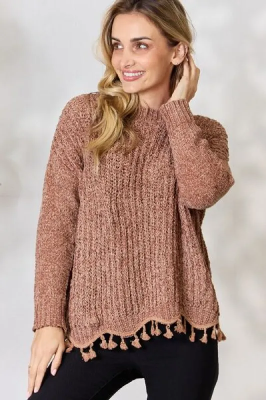 BiBi Tassel Trim Long Sleeve Sweater sold by Charming Charlie