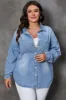 Plus Size Button Up Pocketed Denim Top sold by Charming Charlie