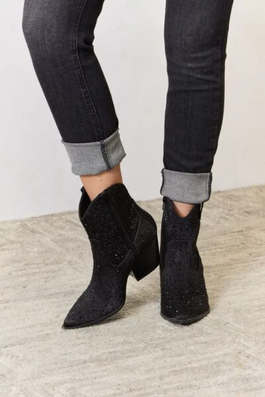 East Lion Corp Rhinestone Ankle Cowboy Boots sold by Charming Charlie