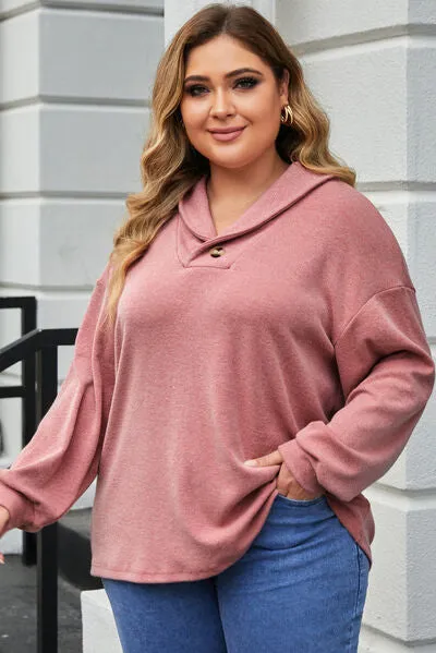 Plus Size Dropped Shoulder Collared Neck T-Shirt sold by Charming Charlie product image thumbnail 3