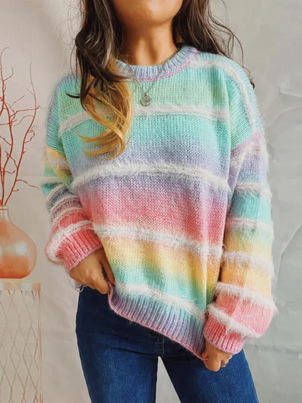 Striped Round Neck Long Sleeve Sweater sold by Charming Charlie