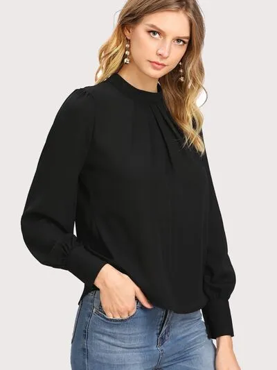 Mock Neck Lantern Sleeve Shirt sold by Charming Charlie product image thumbnail 4