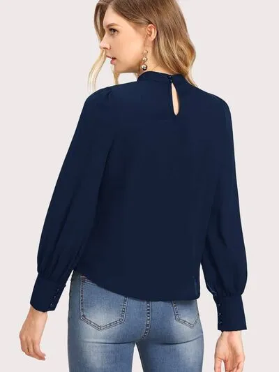 Mock Neck Lantern Sleeve Shirt sold by Charming Charlie product image thumbnail 2